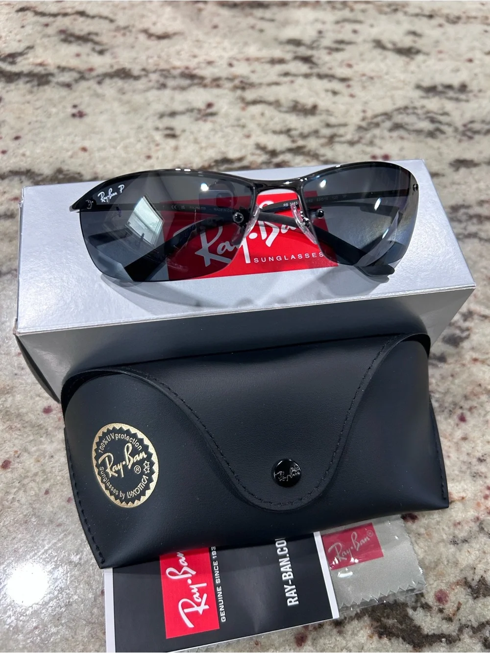 Ray-Ban Men's Black Frame Sunglasses with Gray Lenses